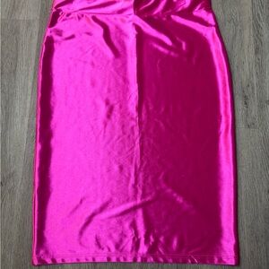 Plus Size Hot Pink Satin Pencil Skirt 2XL